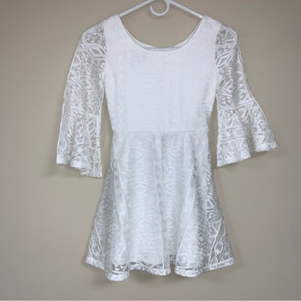 White Lace Girl’s Dress 8 Communion Flower Girl Party Formal Fit & Flare Wedding